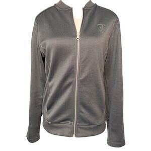 Puma Ferrari Bomber Jacket Women's Medium Black Full Zip Long Sleeve Varsity